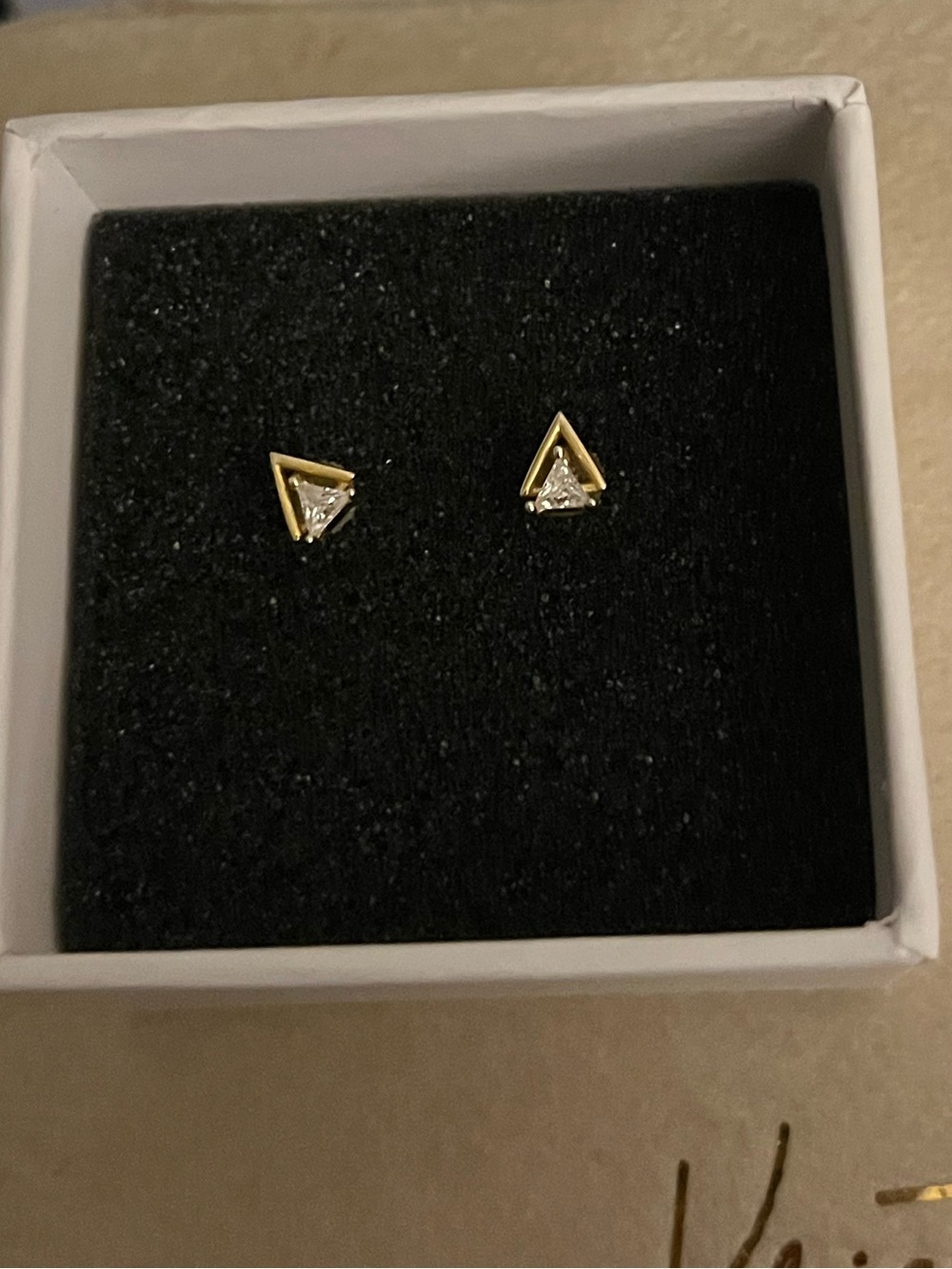 Gold Triangle Stud Earrings - Minimal Geometric Style
